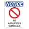 Signmission OSHA Notice Sign, 10" H, 7" W, Rigid Plastic, No Hazardous Materials Sign With Symbol, Portrait OS-NS-P-710-V-14650 - alternate 1
